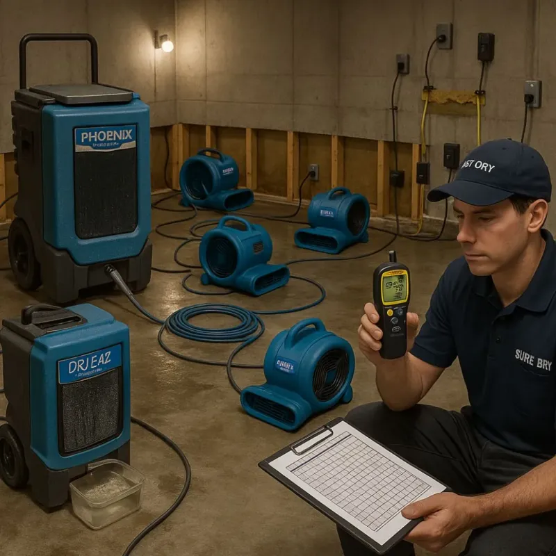 Structural Drying and Dehumidification process in Essexville, MI